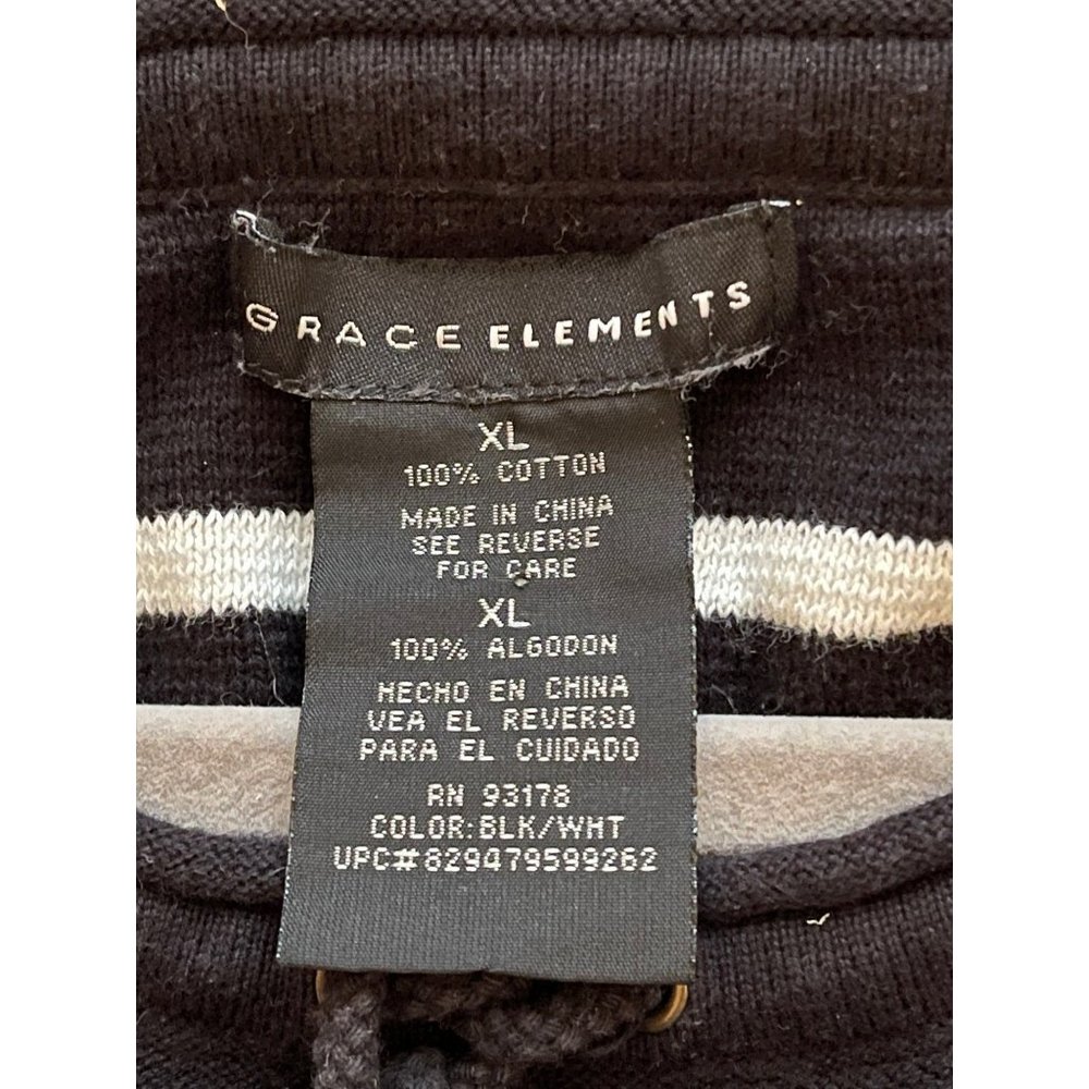 Grace Elements Knit sweater size XL black white‎ striped - Picture 4 of 7